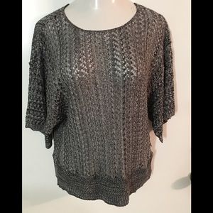 🌸FRESH open knit grey top NWT